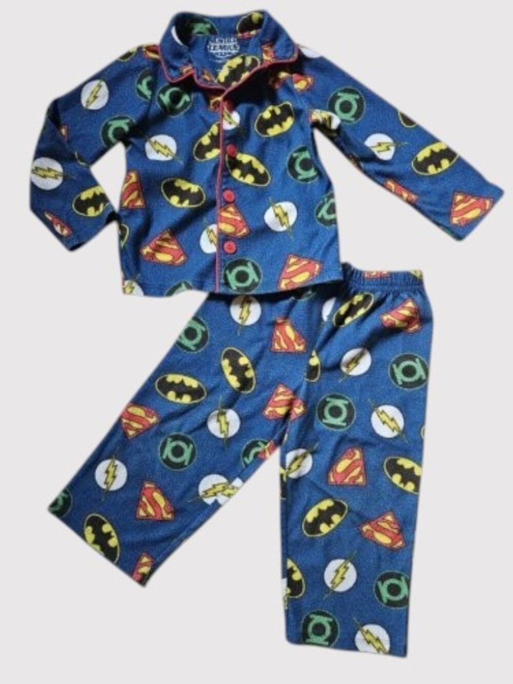 JUSTICE LEAGUE Long Sleeved Flannel Pajamas Boys Size 3T